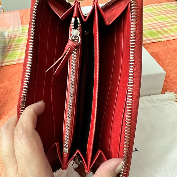 Balenciaga Red Long Zipped Wallet Soft Leather - Picture 13 of 16